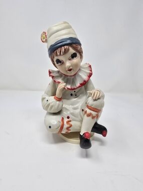 Vintage Porcelain Pierrot Clown Musical Figurine